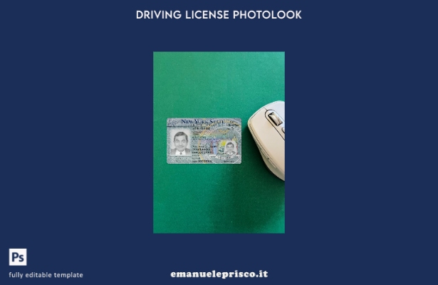 modello FRONTALE photolook versione patente di guida di New York stile verificat